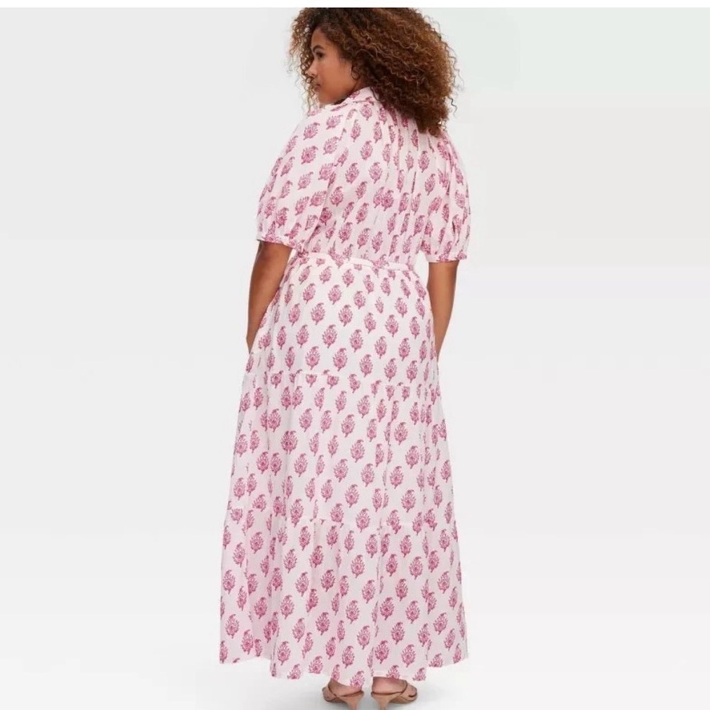 Roller Rabbit × Target Maxi Dress Pink Bouquet Print Short Sleeve Womens S NWT - Picture 2 of 2